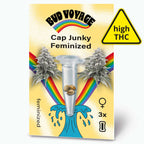 Bud Voyage Cap Junky feminisierte Hanfsamen: drei Samen in einer Testtube mit Regenbogen, hoher THC-Gehalt